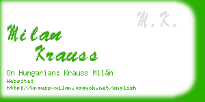 milan krauss business card